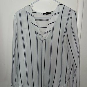 FOREVER 21 STRIPED V-NECK BLOUSE | SIZE S